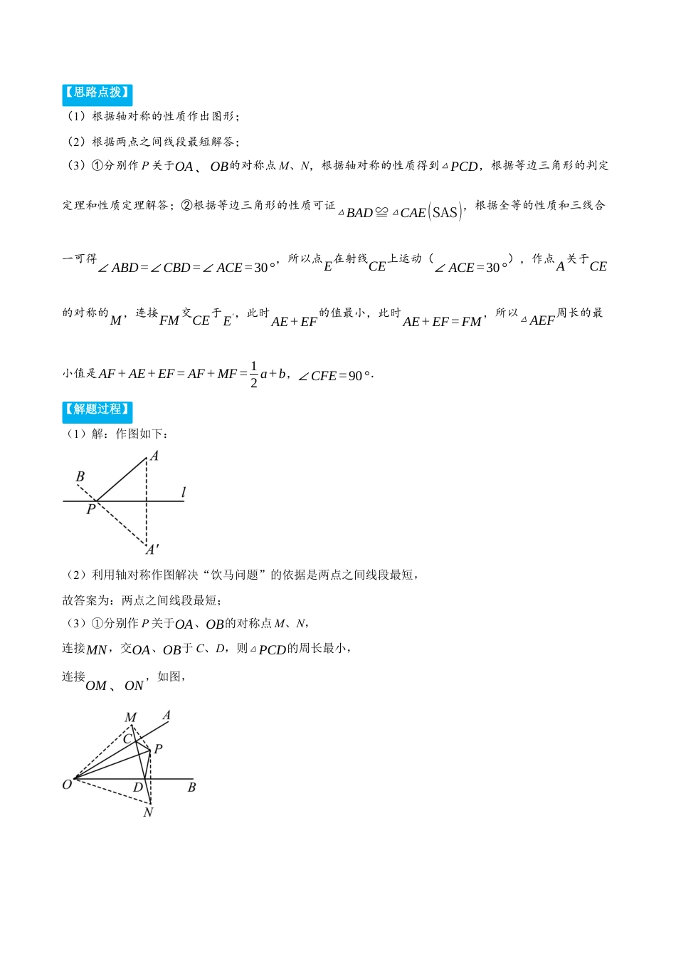 初中数学八年级上册2026年期末复习系列-专题2.3 轴对称中的最值问题（压轴题专项讲练）（无答案）.docx_第2页