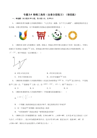 初中数学八年级上册2026年期末复习系列-专题2.4 特殊三角形（全章分层练习）（培优练）-.docx