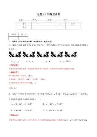 初中数学八年级上册2026年期末复习系列-专题2.7 特殊三角形（压轴题综合测试卷）（解析版）.docx