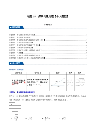 初中数学八年级上册2026年期末复习系列-专题2.8 探索勾股定理（十大题型）（举一反三）（解析版）.docx