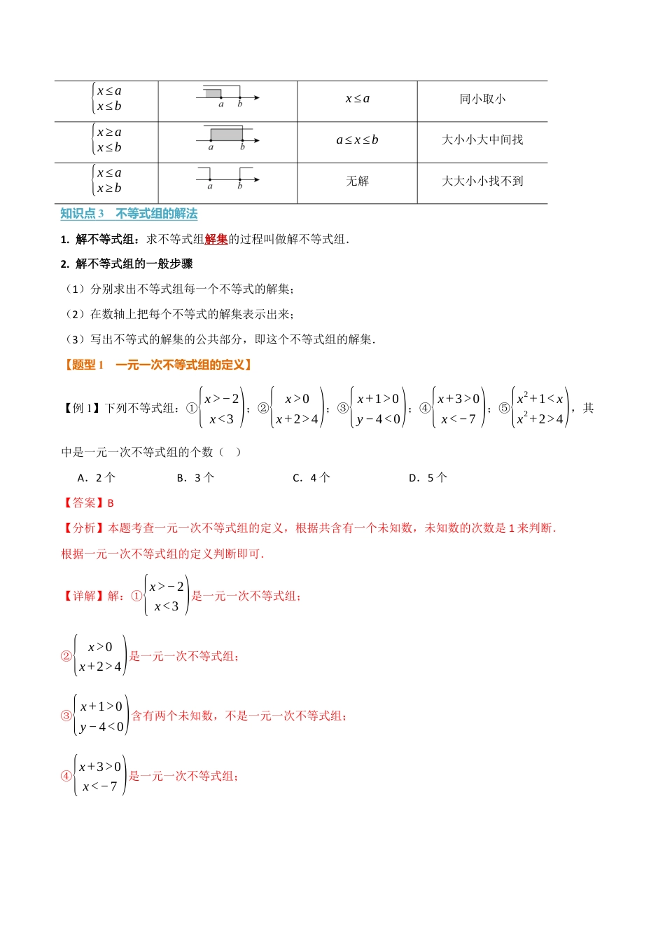 初中数学八年级上册2026年期末复习系列-专题3.4 一元一次不等式组及其解法（举一反三讲义）（解析版）.docx_第2页