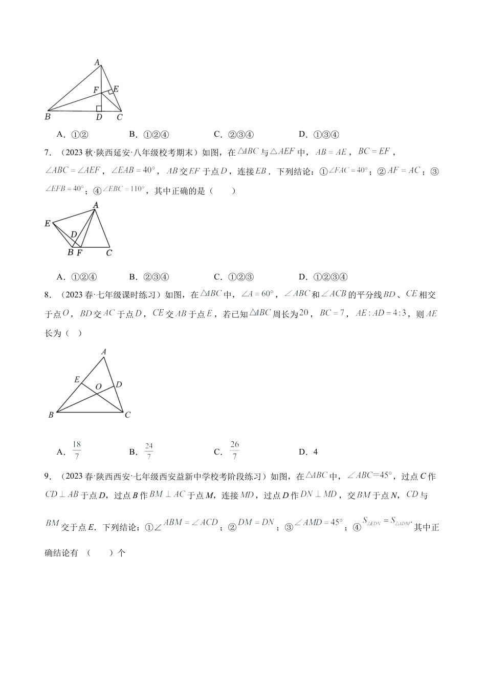 初中数学八年级上册2026年期末复习系列-专题04 三角形的初步认识经典压轴题型专训（无答案）.docx_第3页