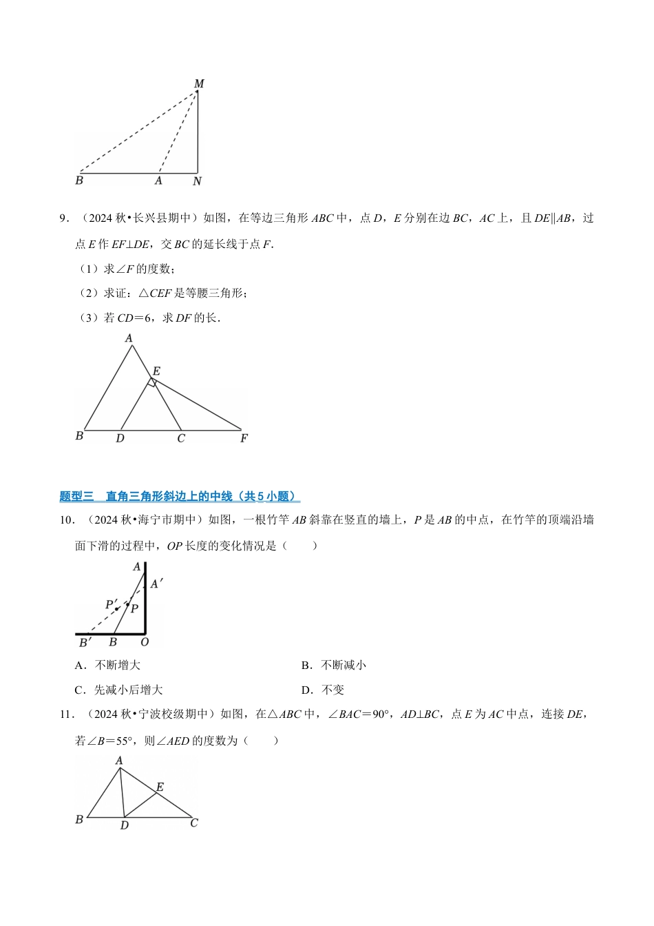 初中数学八年级上册2026年期末复习系列-专题04 特殊三角形之直角三角形及其综合（期中专项训练）（无答案）.docx_第3页