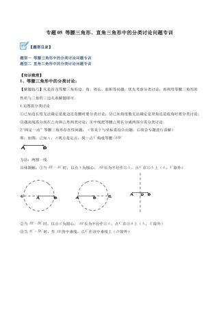 初中数学八年级上册2026年期末复习系列-专题05 等腰三角形、直角三角形中的分类讨论问题专训（无答案）.docx