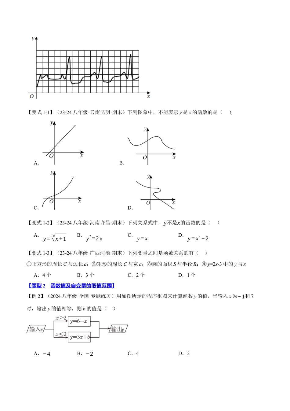 初中数学八年级上册2026年期末复习系列-专题5.8 一次函数全章专项复习（3大考点12种题型）（举一反三）（无答案）.docx_第2页