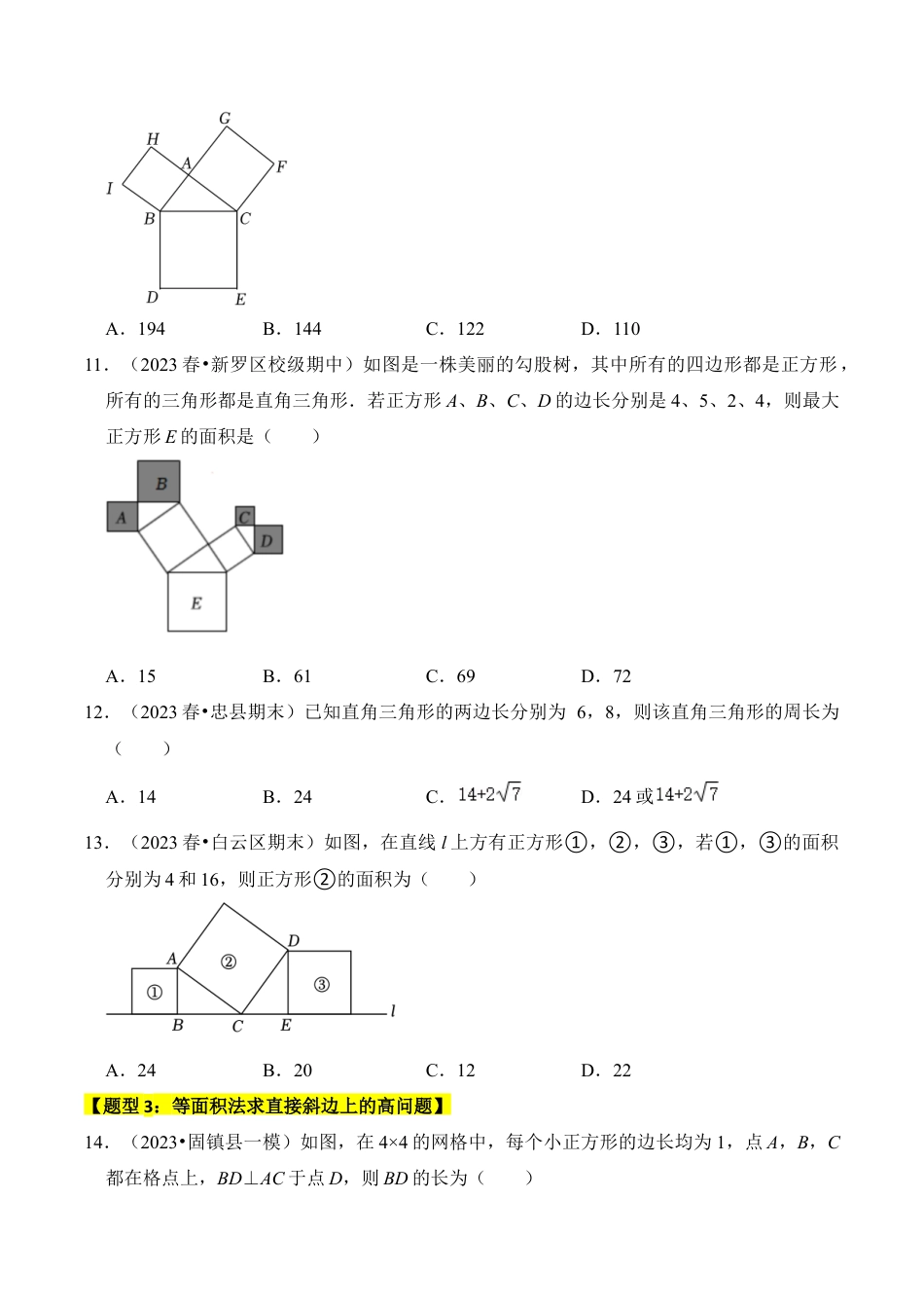 初中数学八年级上册2026年期末复习系列-专题06 探索勾股定理（五大类型）（题型专练）（无答案）.docx_第3页