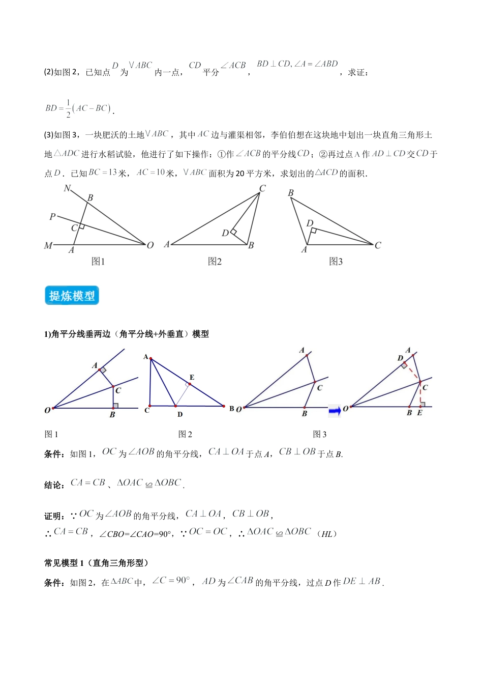 初中数学八年级上册2026年期末复习系列-专题11 全等三角形模型之角平分线模型（全等）（几何模型讲义）（无答案）.docx_第3页