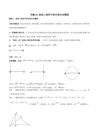 初中数学八年级上册2026年期末复习系列-专题14 直角三角形中的分类讨论模型（无答案）.docx