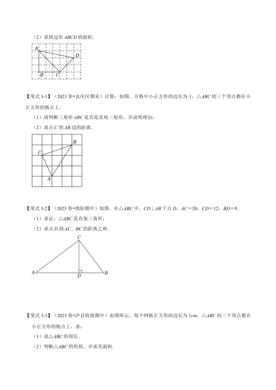 浙教版数学八年级上册-2.8 勾股定理的逆定理及应用（知识解读+达标检测）（无答案）.docx_第3页