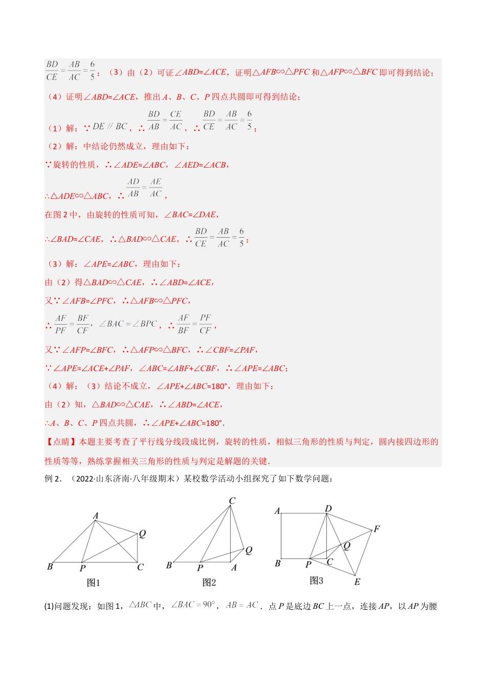 浙教版九年级数学上册-几何模型专训-专题03 相似三角形中的重要模型-手拉手模型（教师版）.docx_第3页