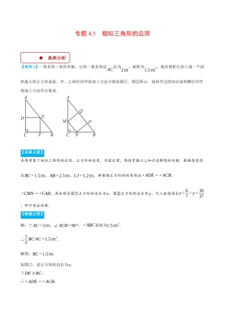 2026年初中数学九年级上册-压轴题-专题4.5 相似三角形的应用（压轴题专项讲练）（浙教版）（教师版）.docx