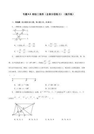 初中数学九上-专题练习-专题4.3 相似三角形（全章分层练习）（提升练）-（浙教版）.docx