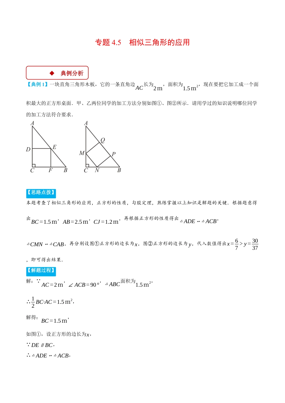 2026年初中数学九年级上册-压轴题-专题4.5 相似三角形的应用（压轴题专项讲练）（浙教版）（学生版）.docx_第1页