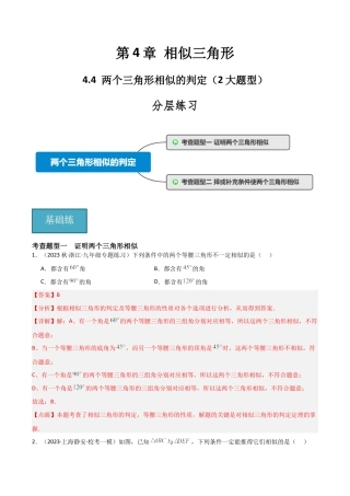 九年级数学上册（浙教版）-课时练习-4.4 两个三角形相似的判定（2大题型）（分层练习）（解析版）.docx