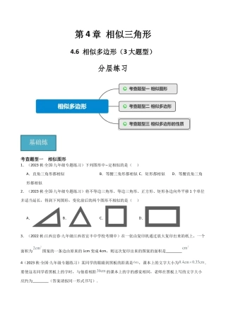 九年级数学上册（浙教版）-课时练习-4.6 相似多边形（3大题型）（分层练习）（原卷版）.docx