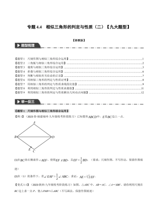 [期末复习]九年级上册数学-母题训练-专题4.4 相似三角形的判定与性质（二）（九大题型）（举一反三）（浙教版）（学生版）.docx