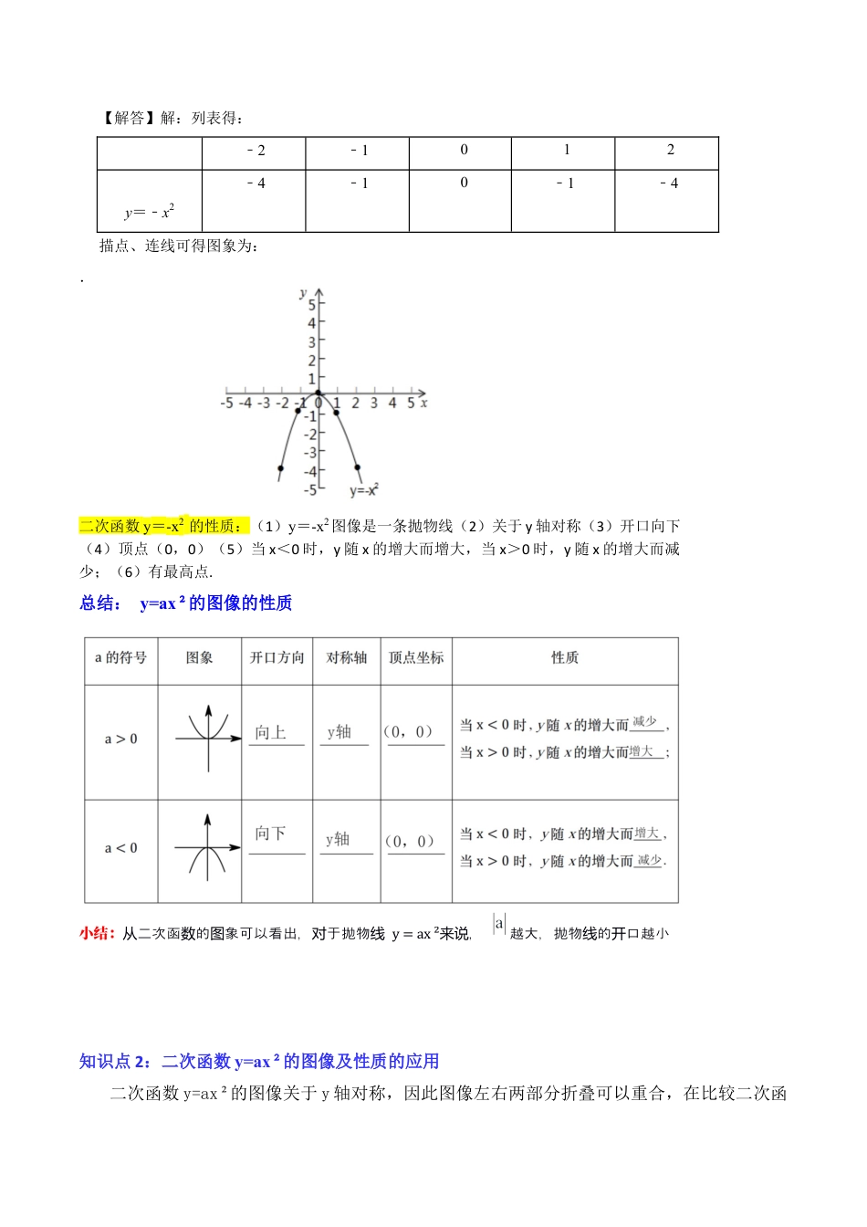 九年级数学上册-题型专练-第02讲 二次函数y=ax²的图像和性质（知识解读+真题演练+课后巩固）（学生版）.docx_第2页