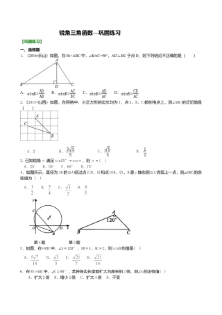 2026年数学九年级上册-教学案-锐角三角函数—巩固练习.doc