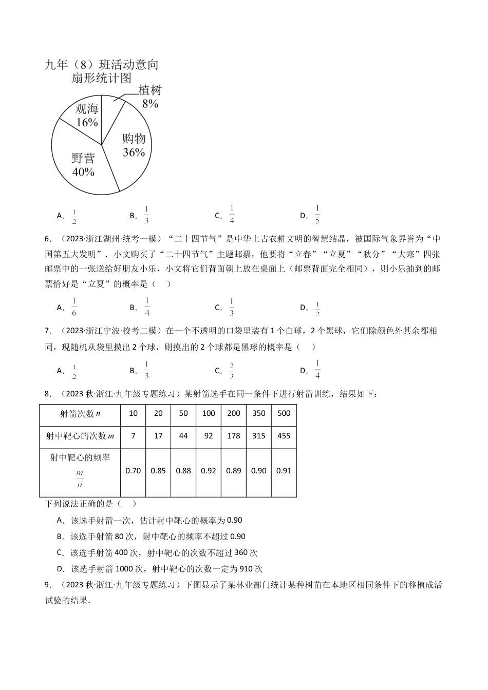 初中数学九年级上-同步教学课堂-第2章 简单事件的概率 章末重难点检测卷（学生版）.docx_第2页