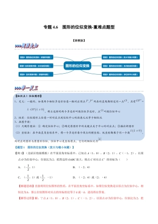 初中数学九年级上册-母题专项训练-专题4.6 图形的位似变换-重难点题型（解析版）（浙教版）.docx