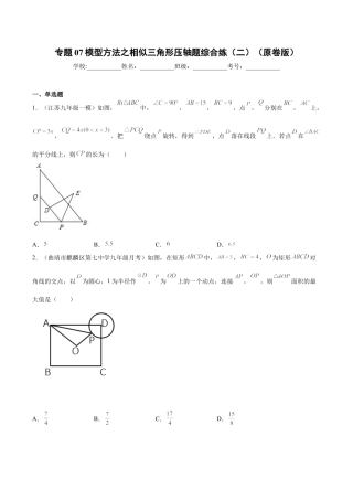 专题07模型方法之相似三角形压轴题综合练（二）（原卷版）-九年级数学专题训练（浙教版）.docx