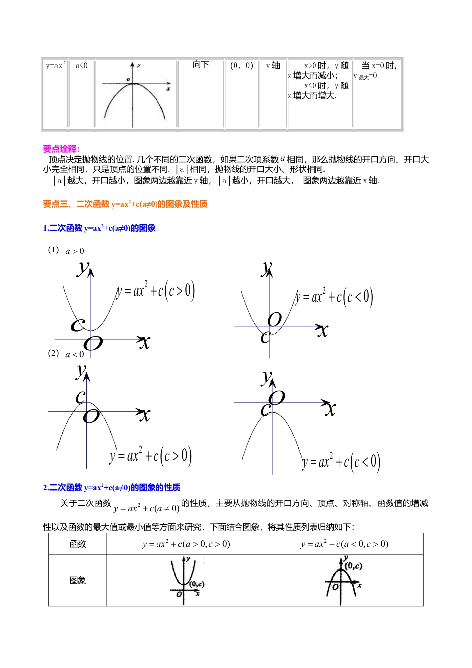 2026年数学九年级上册-教学案-二次函数y=ax2(a≠0)与y=ax2+c(a≠0)的图象与性质—知识讲解（提高）.doc_第3页