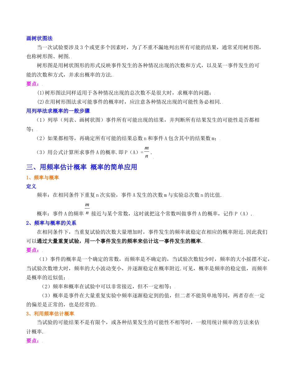初中数学九上第2章 简单事件的概率（知识清单）（浙教版）.docx_第2页