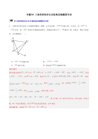初中数学八年级上册2026年期末复习系列-专题04 三角形的初步认识经典压轴题型专训（解析版）.docx