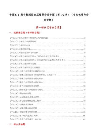初中数学八年级上册2026年期末复习系列-专题6.1 期中检测综合压轴题分类专题（第1-2章）（考点梳理与分类讲解）（解析版）.docx