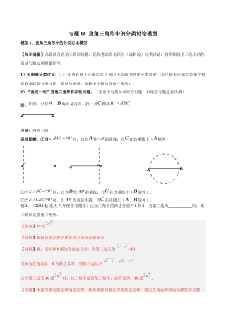 初中数学八年级上册2026年期末复习系列-专题14 直角三角形中的分类讨论模型（解析版）.docx