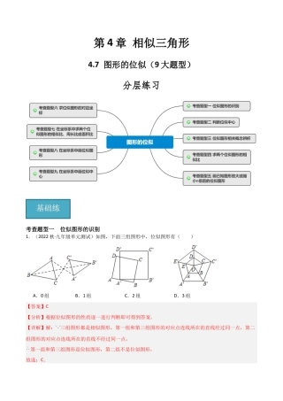 九年级数学上册（浙教版）-课时练习-4.7 图形的位似（9大题型）（分层练习）（解析版）.docx