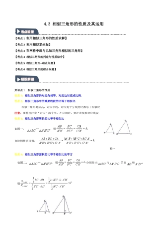 2026年九年级数学上册-题型专练-4.3 相似三角形的性质（知识解读+达标检测）（教师版）.docx