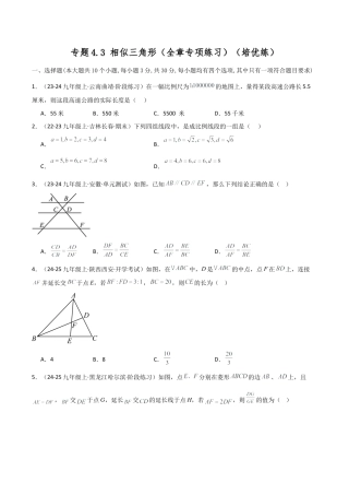 2026年数学九年级上-专题练习-专题4.3 相似三角形（全章专项练习）（培优练）-（浙教版）.docx
