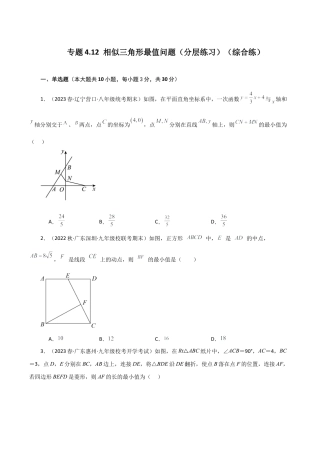 初中数学九上-专题练习-专题4.12 相似三角形最值问题（分层练习）（综合练）-（浙教版）.docx