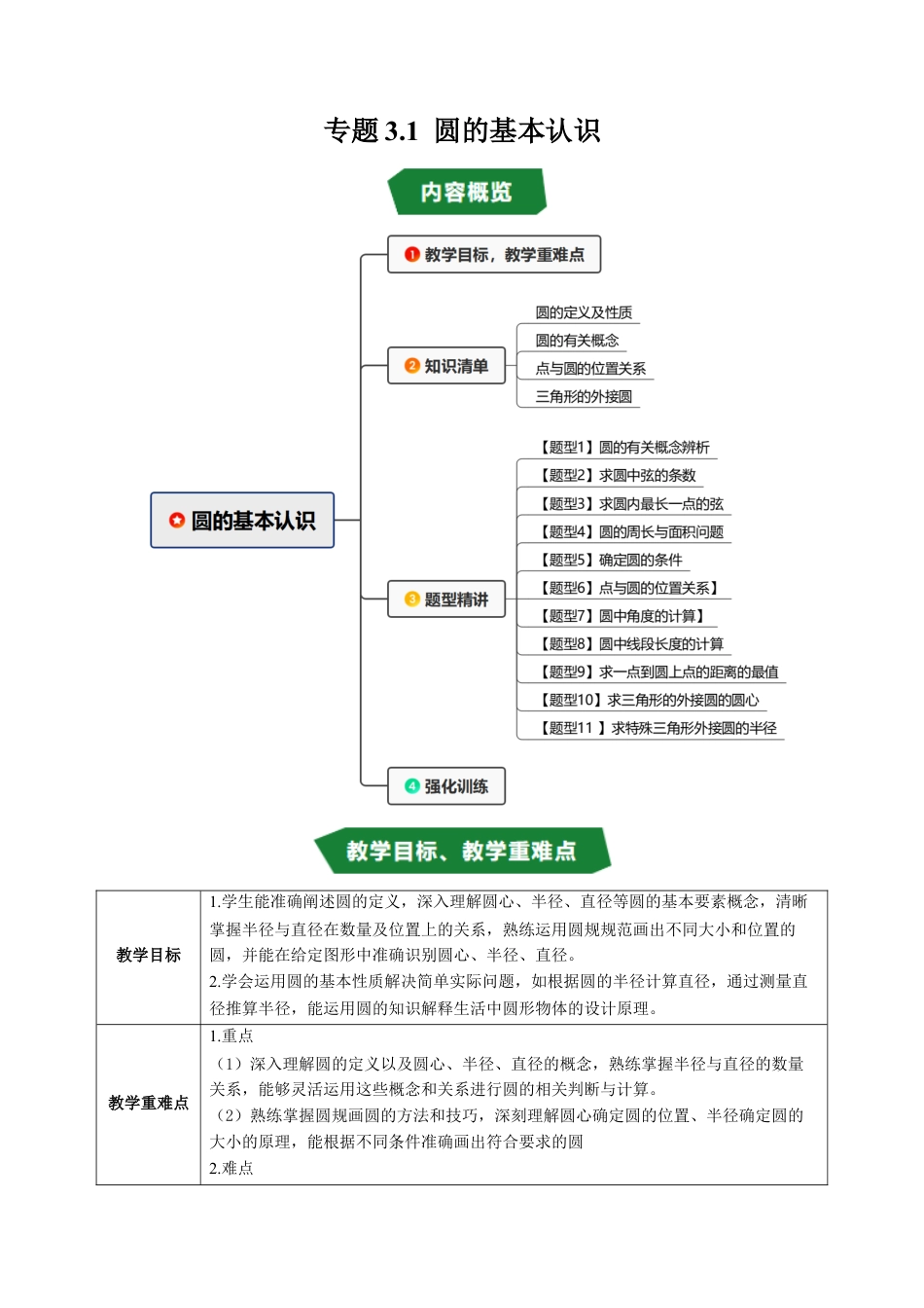 2026年九年级上册-同步讲义-专题3.1 圆的基本认识（高效培优讲义）（学生版）.docx_第1页