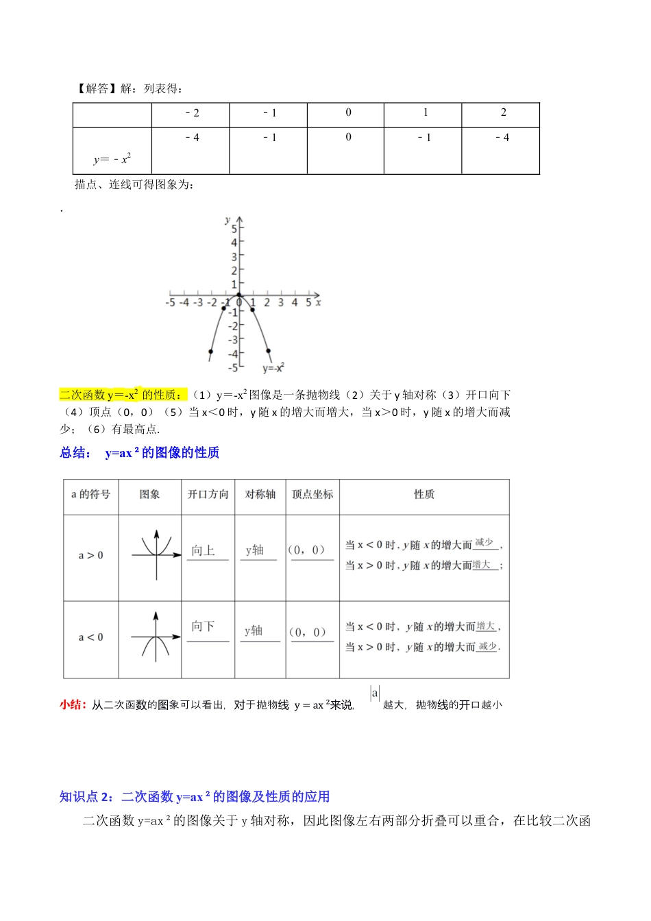 九年级数学上册-题型专练-第02讲 二次函数y=ax²的图像和性质（知识解读+真题演练+课后巩固）（教师版）.docx_第2页