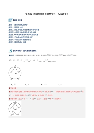 初中数学九上重点难点提升-专题12 圆周角重难点题型专训（八大题型）（教师版）.docx