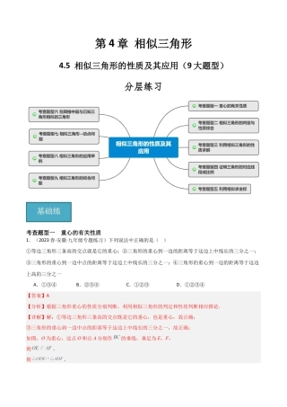 九年级数学上册（浙教版）-课时练习-4.5 相似三角形的性质及其应用（9大题型）（分层练习）（解析版）.docx
