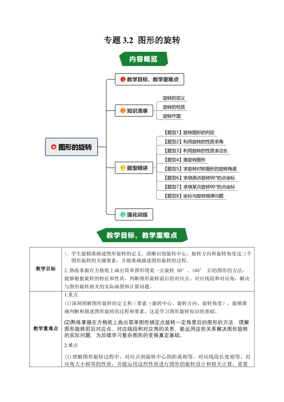 2026年九年级上册-同步讲义-专题3.2 图形的旋转（高效培优讲义）（学生版）.docx_第1页