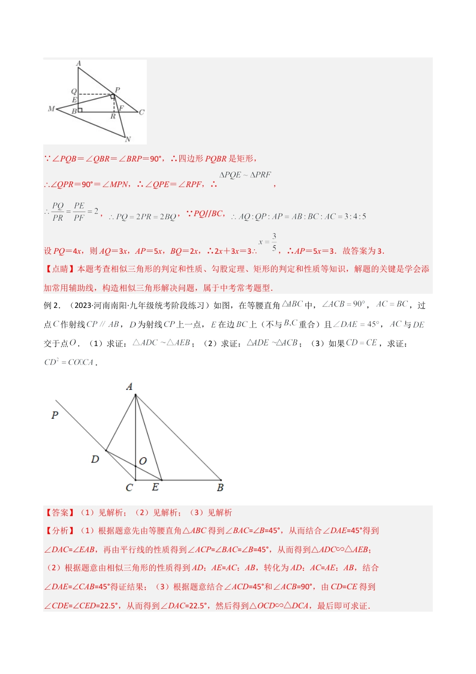 浙教版九年级数学上册-几何模型专训-专题05 相似三角形中的基本模型-对角互补模型（教师版）.docx_第3页