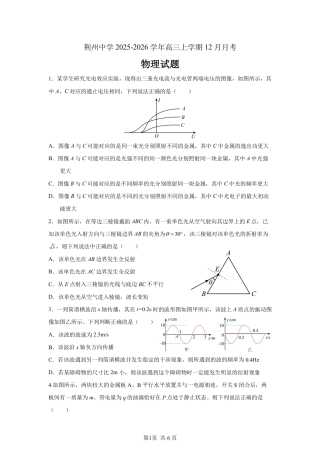 湖北省荆州市荆州中学2025-2026学年高三上学期12月月考物理试卷（含答案）.pdf
