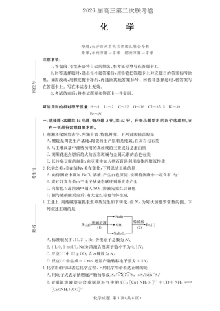 湖南佩佩教育战略合作学校2026届高三1月第二次联考化学试题（含答案解析）.pdf