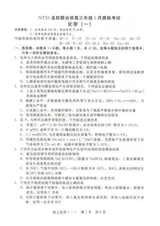 河北省NT20名校联合体高三年级1月质检考试化学试题（含答案）.pdf