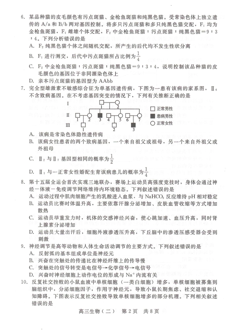 河北省NT20名校联合体高三年级1月质检考试生物试题（含答案）.pdf_第2页