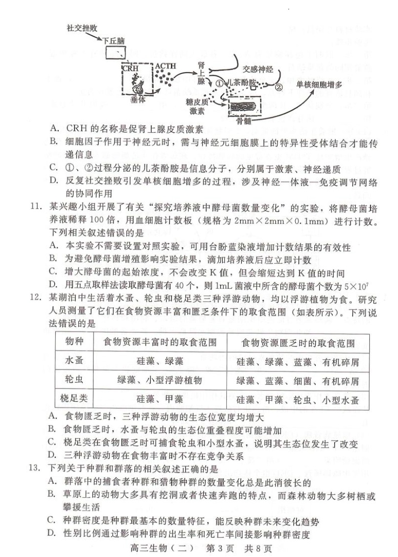 河北省NT20名校联合体高三年级1月质检考试生物试题（含答案）.pdf_第3页