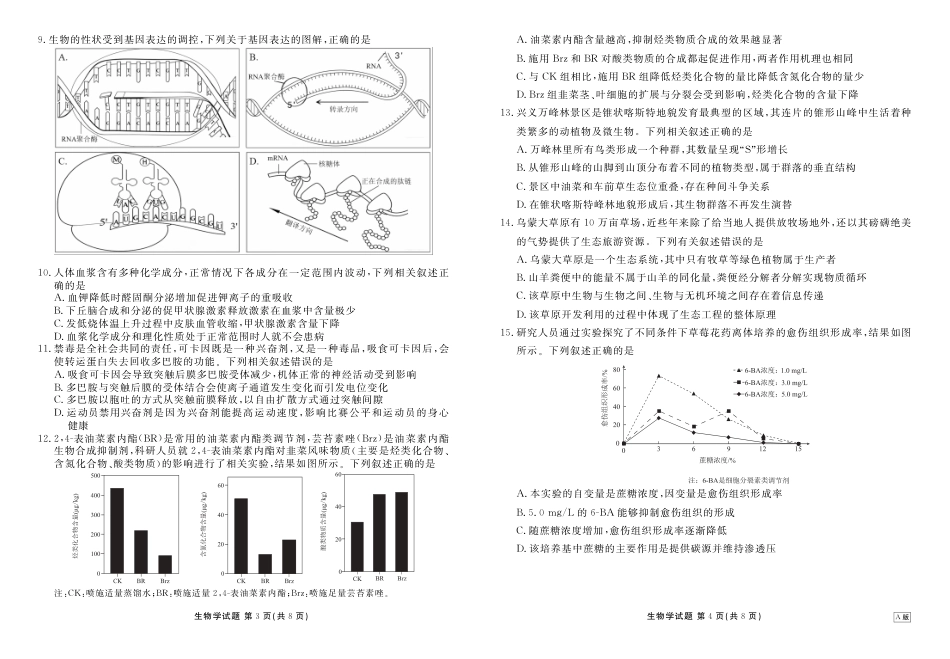 陕晋青宁衡水金卷2026届高三上学期12月阶段性自测生物试卷（含答案）.pdf_第2页