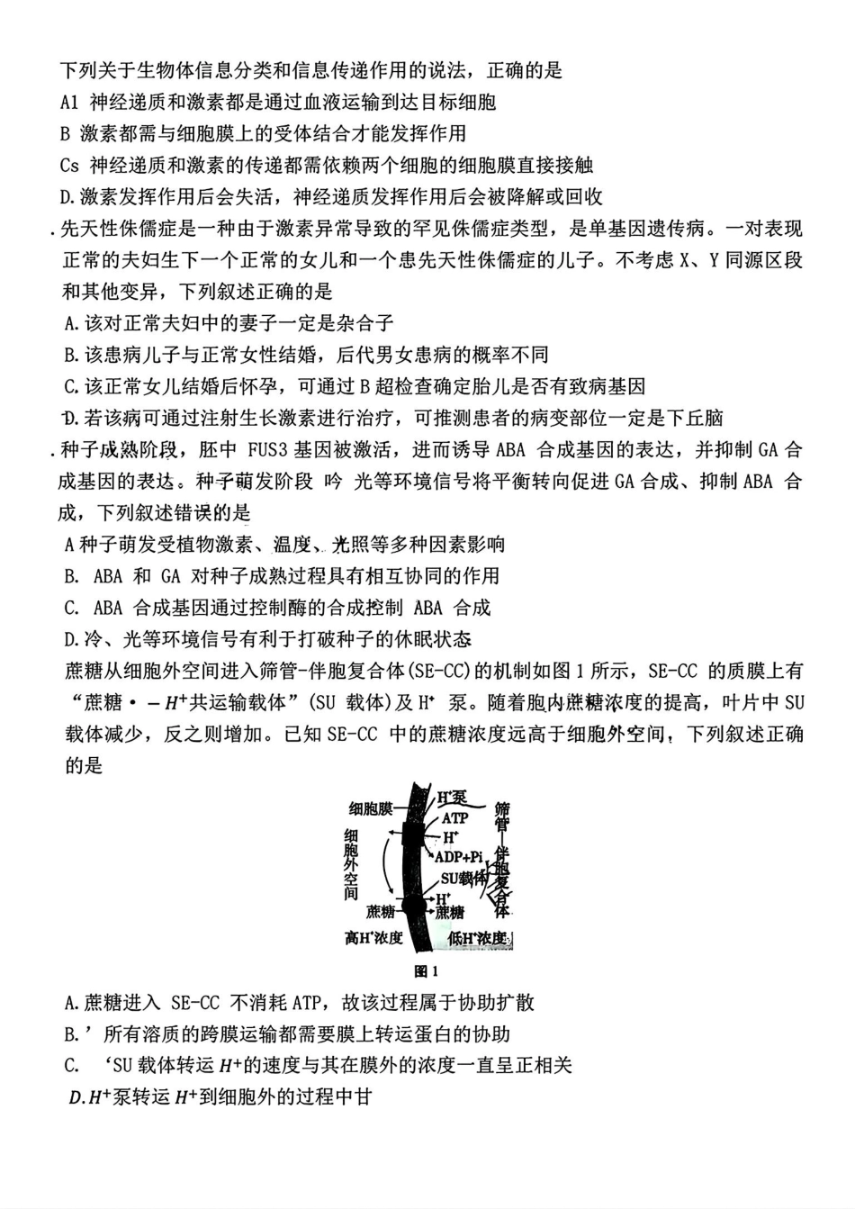 云南省昆明市云南师范大学附属中学2025-2026学年高三上学期适应性月考（六）生物试卷+答案.pdf_第2页