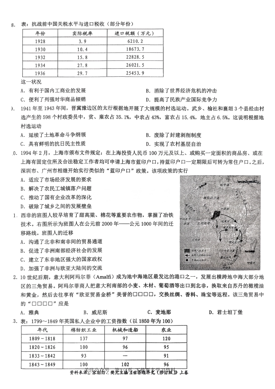 2026年重庆市高三康德高考模拟调研卷（一）历史试卷（含答案）.pdf_第2页