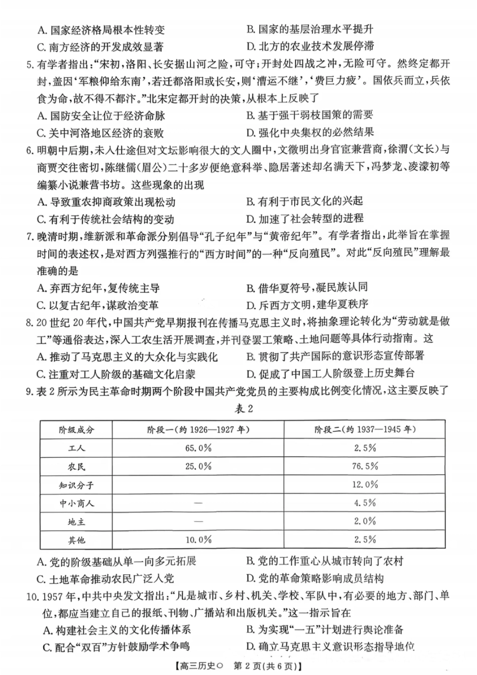 湖南省金太阳市、县级优质高中协作体2026届高三元月联考 历史试卷（含答案）.pdf_第2页