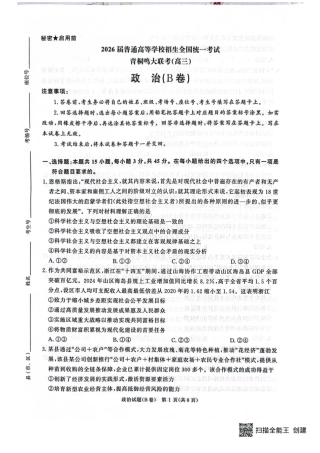 河南省青桐鸣联考2025-2026学年高三上学期12月月考政治试题（B卷）+答案.pdf